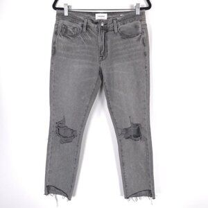 NWT FRAME LE GARÇON CROP Mid Rise Straight‎ Fit Distressed Monsoon Jeans Size 25